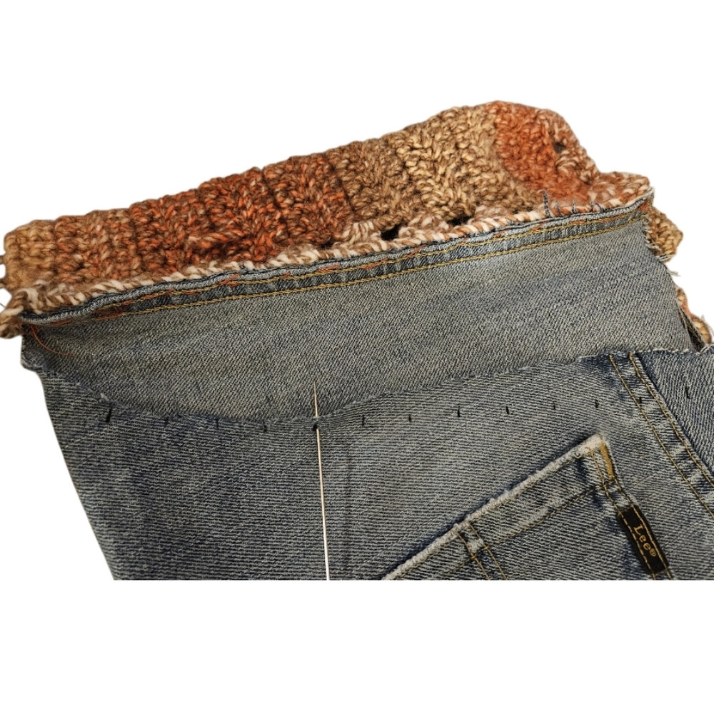 Handmade Halloween Upcycled Jean Crochet Crossbody Bag  Eco-Friendly Fall Purse - Picture 15 of 17